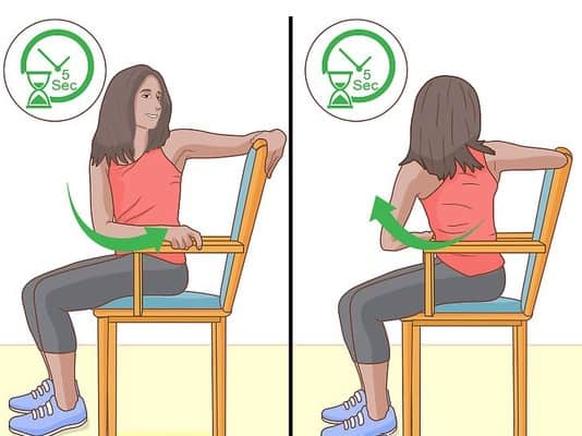 upper back pain seated rotation exercise